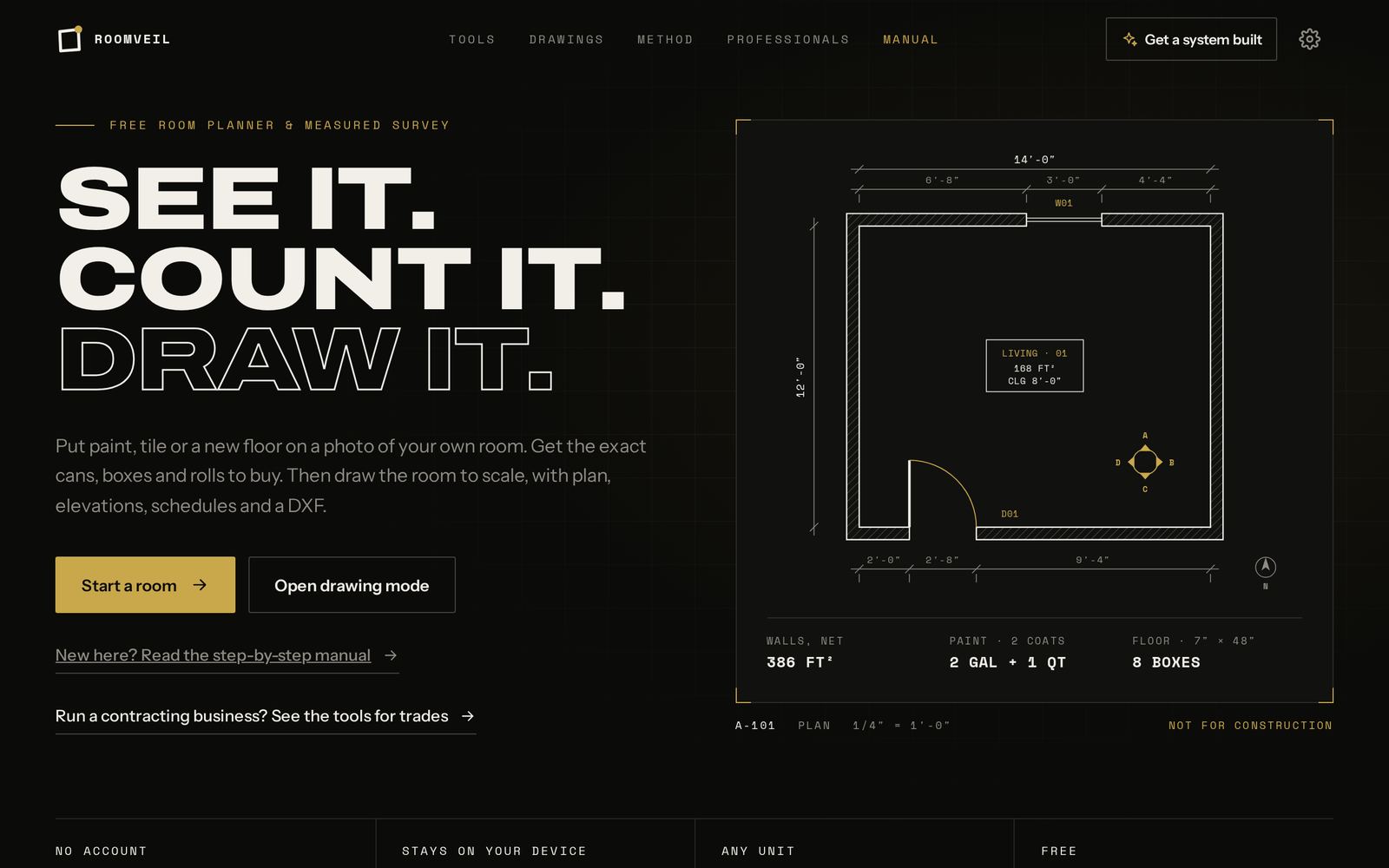 The Roomveil homepage.