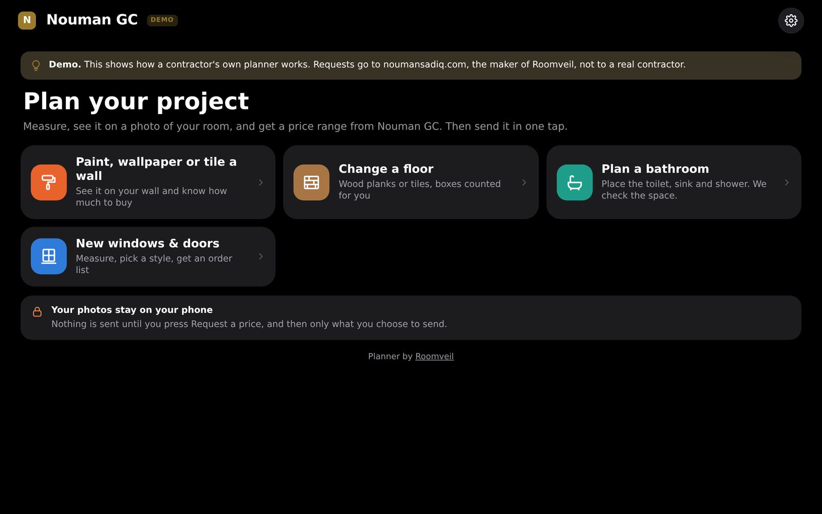 A contractor’s own planner (this is a demo company).