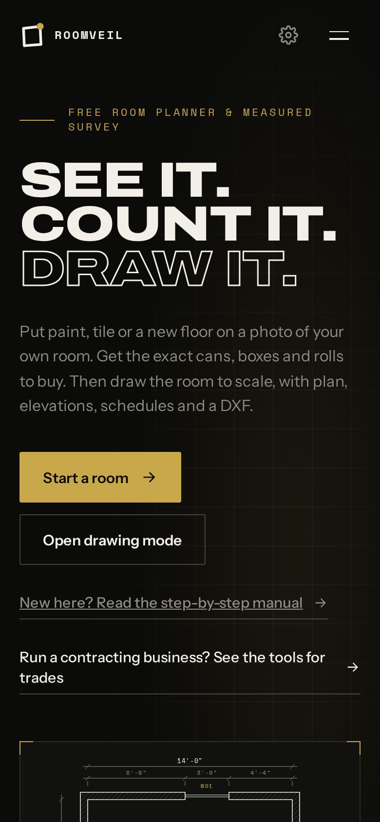 The homepage on a phone. The menu at the top right opens every section.